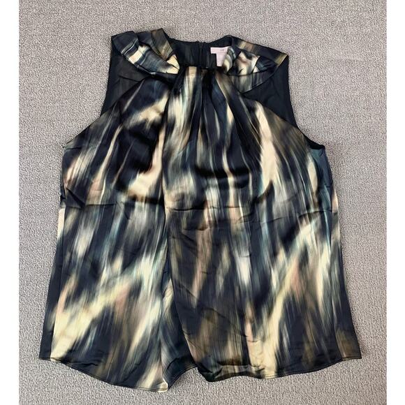 NWT H&M Blouse Sleeveless Abstract Neutral Business Career US Size Large - Picture 1 of 5